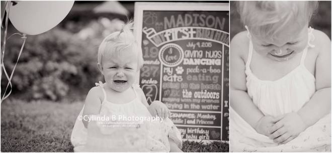 syracuse, ny, photography, cake smash, cylinda b photography, baby girl, crying